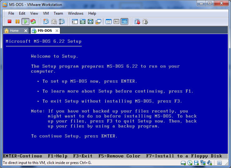 ms dos iso mounting and vm add on