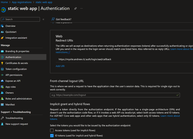 Entra ID (Azure AD) SSO and Azure Static Web Apps – Blog of Kliment ...